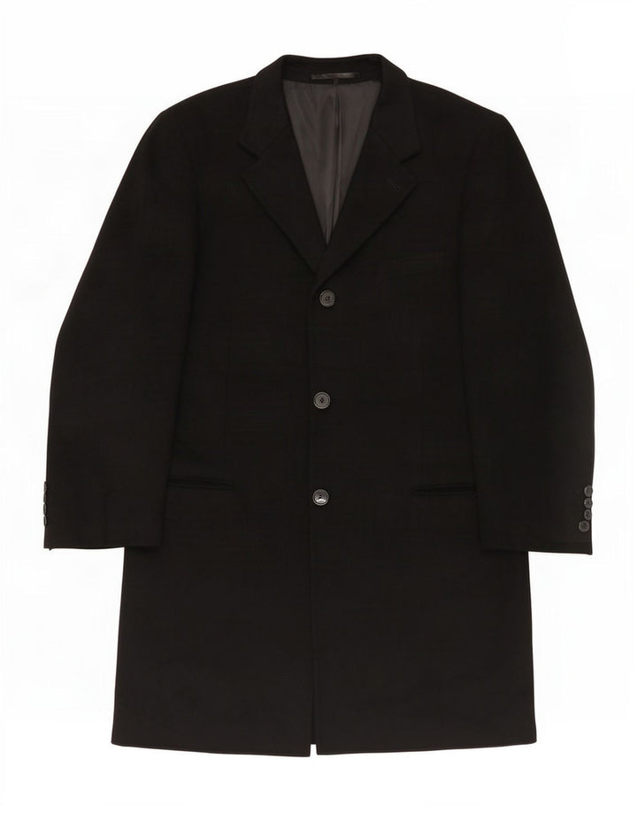 Pierre Cardin Mens Overcoat IT 54 2XL Black Wool