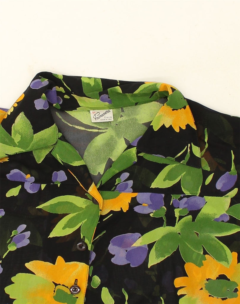 VINTAGE Womens Short Sleeve Shirt Blouse UK 18 XL Black Floral | Vintage Vintage | Thrift | Second-Hand Vintage | Used Clothing | Messina Hembry 