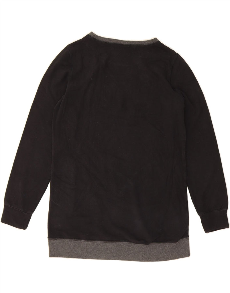 CHAMPION Womens Longline Graphic Sweatshirt Jumper UK 10 Small Black Vintage Champion and Second-Hand Champion from Messina Hembry 