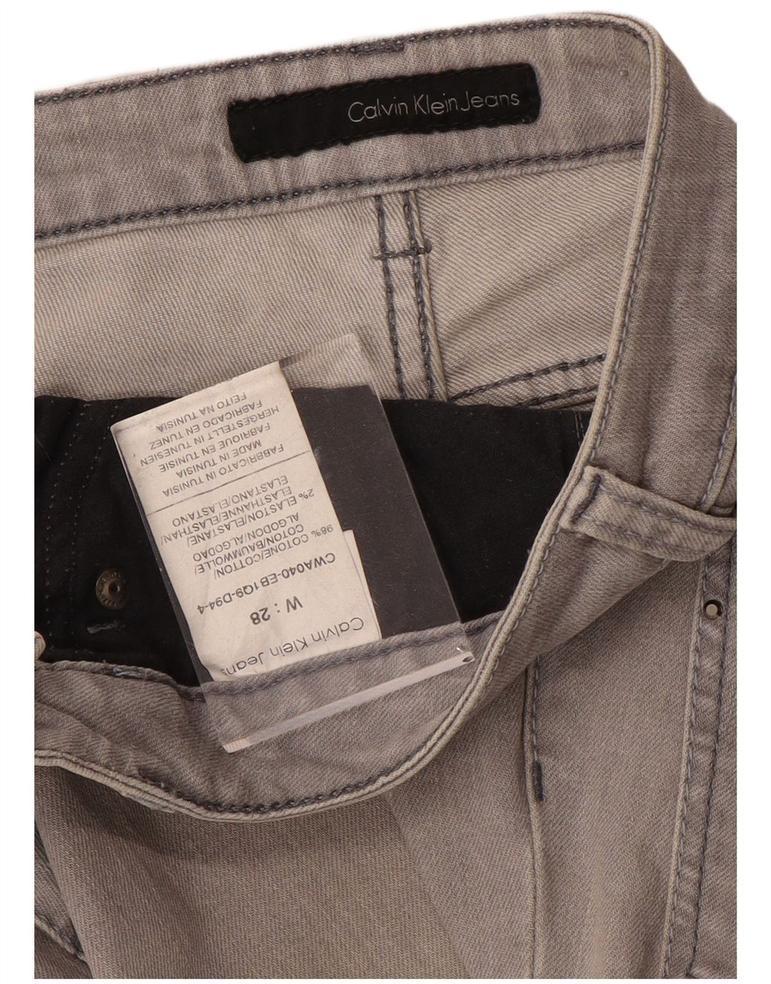 CALVIN KLEIN Womens Straight Jeans W28 L33 Grey Cotton