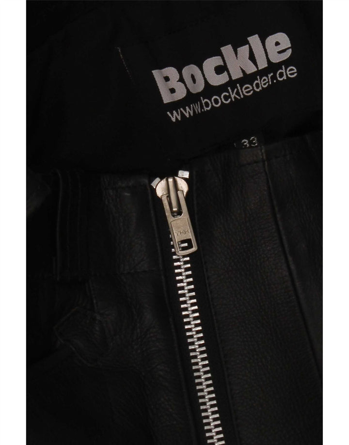 Bockle Womens Straight Leather Trousers W33 L34 Black
