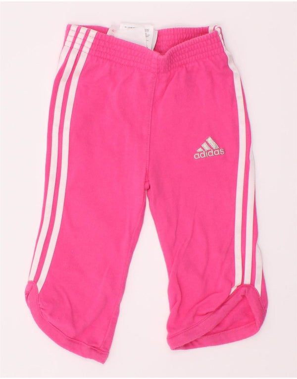 Adidas Baby Girls Capri Tracksuit Trousers 3-6 Months Pink Cotton