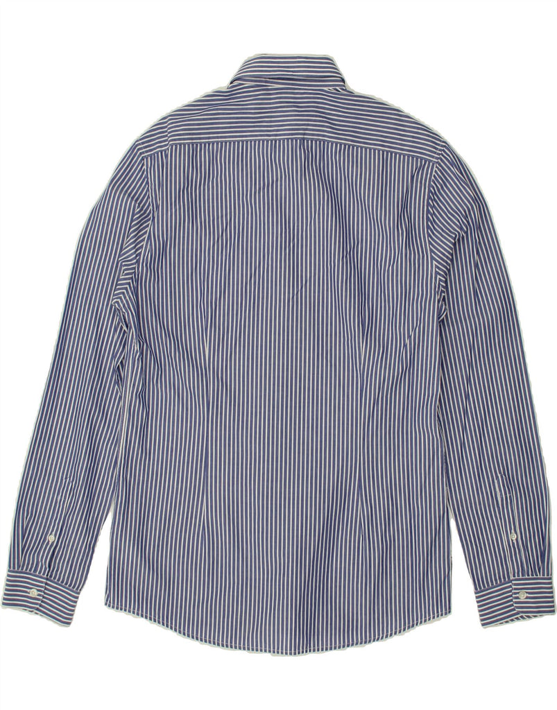 JULES Mens Slim Shirt Large Navy Blue Pinstripe Cotton Vintage Jules and Second-Hand Jules from Messina Hembry 