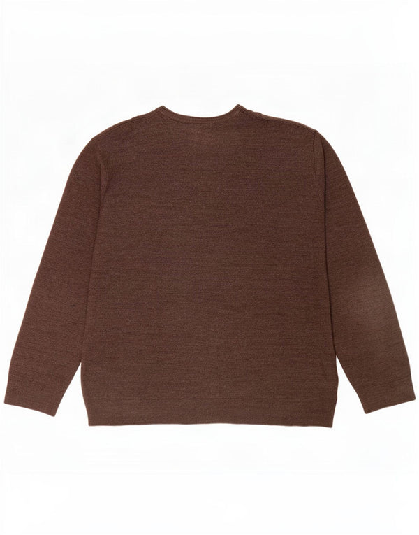 Marks & Spencer Mens Crew Neck Jumper Sweater 2XL Brown Acrylic