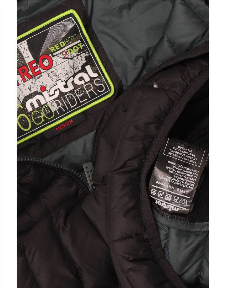 Mistral Mens Hooded Padded Jacket UK 38 Medium Black Nylon