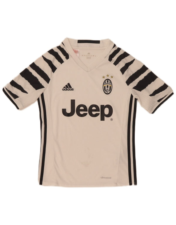 Adidas Boys Juventus Graphic T-Shirt Top 9-10 Years White Striped Polyester