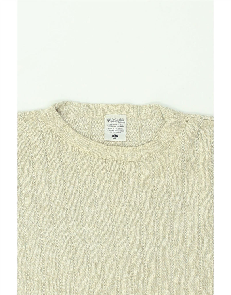 COLUMBIA Mens Crew Neck Jumper Sweater Large Beige Cotton | Vintage Columbia | Thrift | Second-Hand Columbia | Used Clothing | Messina Hembry 