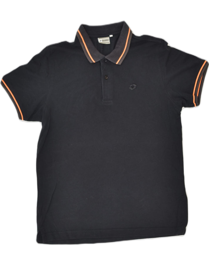 LOTTO Mens Polo Shirt Large Black Cotton | Vintage Lotto | Thrift | Second-Hand Lotto | Used Clothing | Messina Hembry 