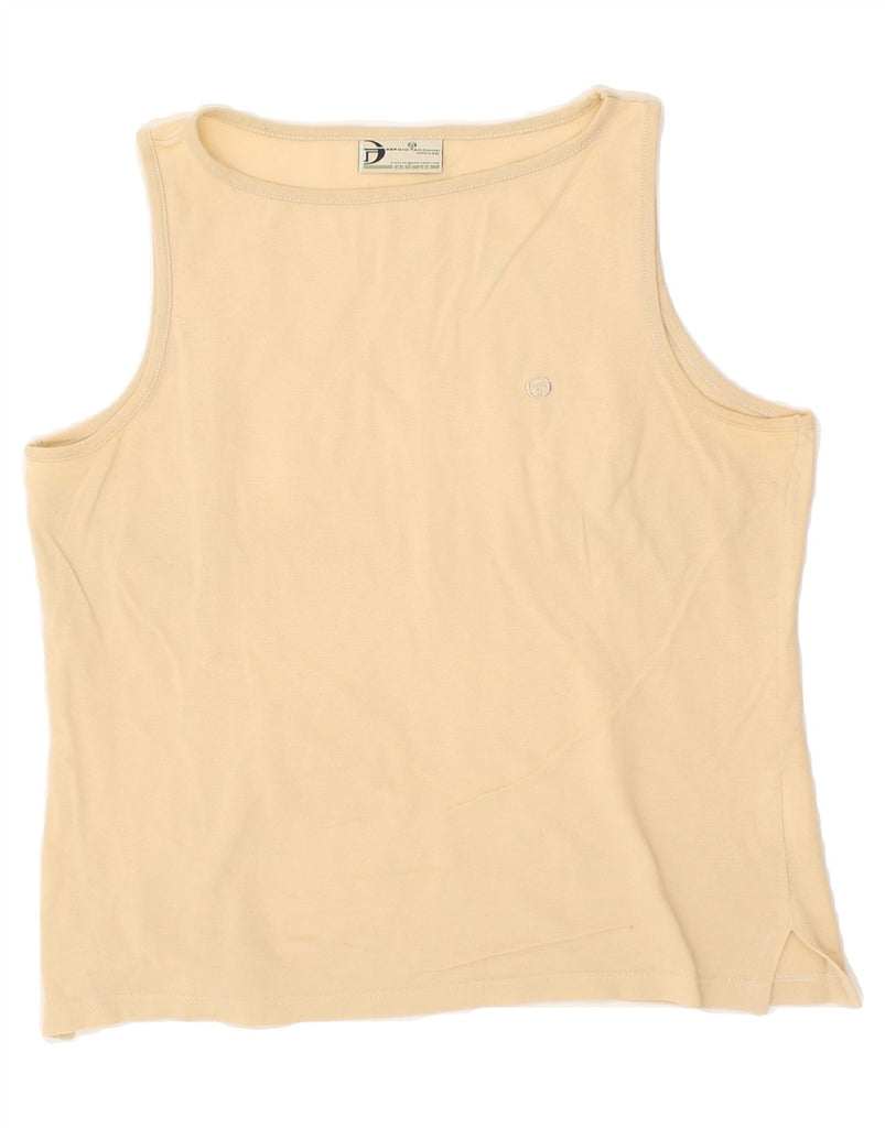 SERGIO TACCHINI Womens Vest Top IT 46 Large Beige Cotton Vintage Sergio Tacchini and Second-Hand Sergio Tacchini from Messina Hembry 