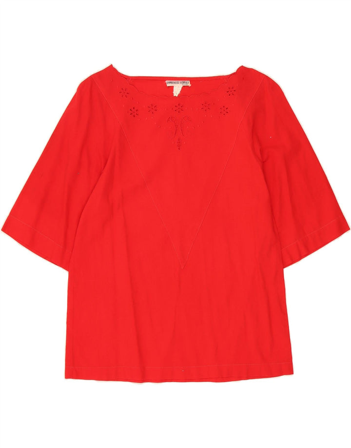 EMMANUEL SCHVILI Womens 3/4 Sleeve Blouse Top UK 12 Medium Red Cotton Vintage Emmanuel Schvili and Second-Hand Emmanuel Schvili from Messina Hembry 