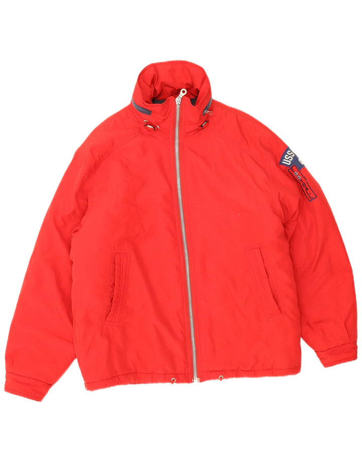 Polbot Mens Loose Fit Padded Jacket UK 38 Medium Red Polyester