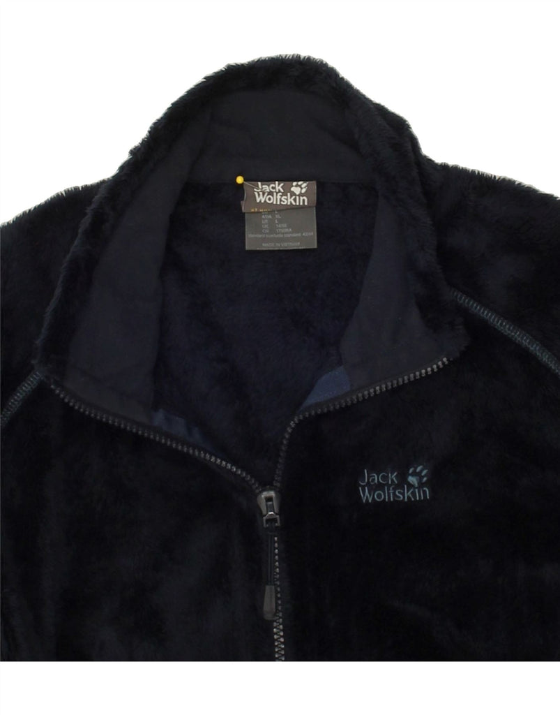 JACK WOLFSKIN Womens Fleece Jacket UK 16 Large Navy Blue Colourblock | Vintage Jack Wolfskin | Thrift | Second-Hand Jack Wolfskin | Used Clothing | Messina Hembry 