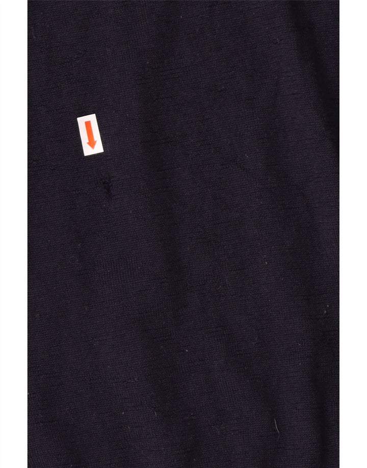 Lacoste Mens Crew Neck Jumper Sweater Size 4 Medium Navy Blue Virgin Wool