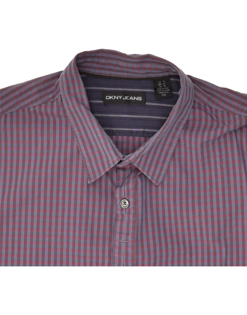 DKNY Mens Shirt XL Purple Check Cotton | Vintage Dkny | Thrift | Second-Hand Dkny | Used Clothing | Messina Hembry 