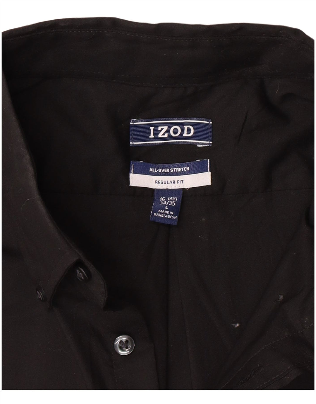 Izod Mens Stretch Regular Fit Shirt Size 16 16 1/2 Large Black Cotton