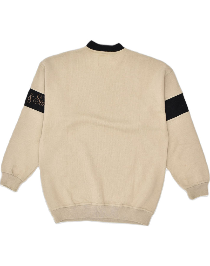 VINTAGE Mens Crew Neck Jumper Sweater Large Beige Cotton | Vintage Vintage | Thrift | Second-Hand Vintage | Used Clothing | Messina Hembry 