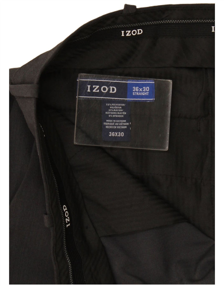 Izod Mens Crop Straight Suit Trousers W36 L25 Grey Polyester