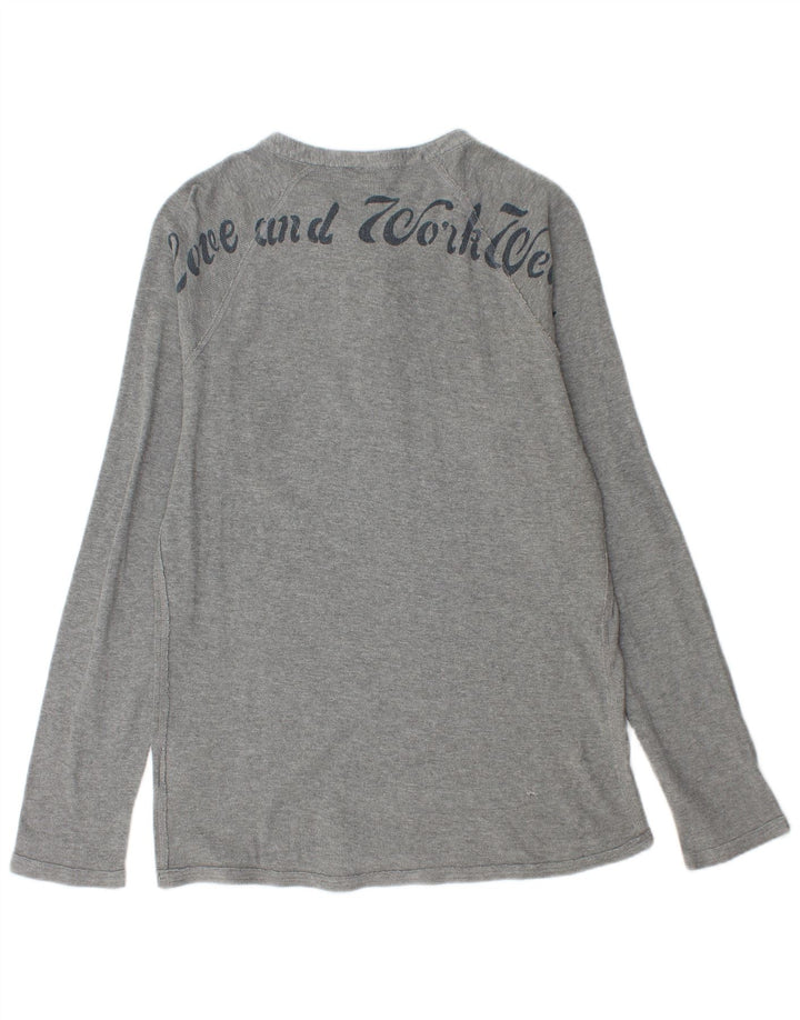 Diesel Mens Graphic Top Long Sleeve Large Grey Cotton
