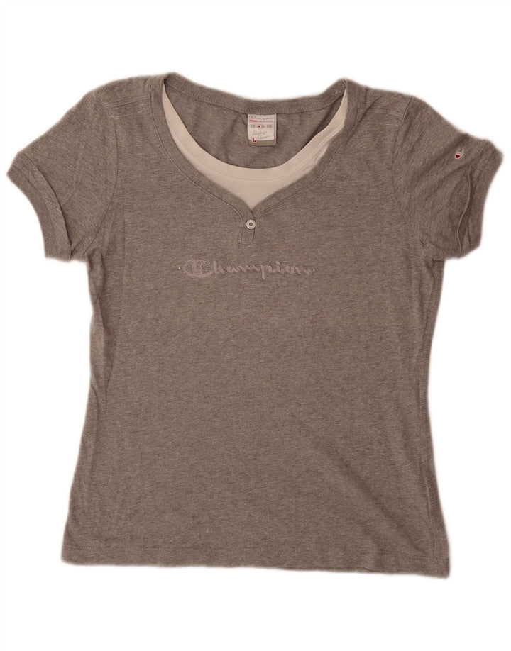 Champion Womens Heritage Classics Graphic T-Shirt Top UK 14 Large Grey