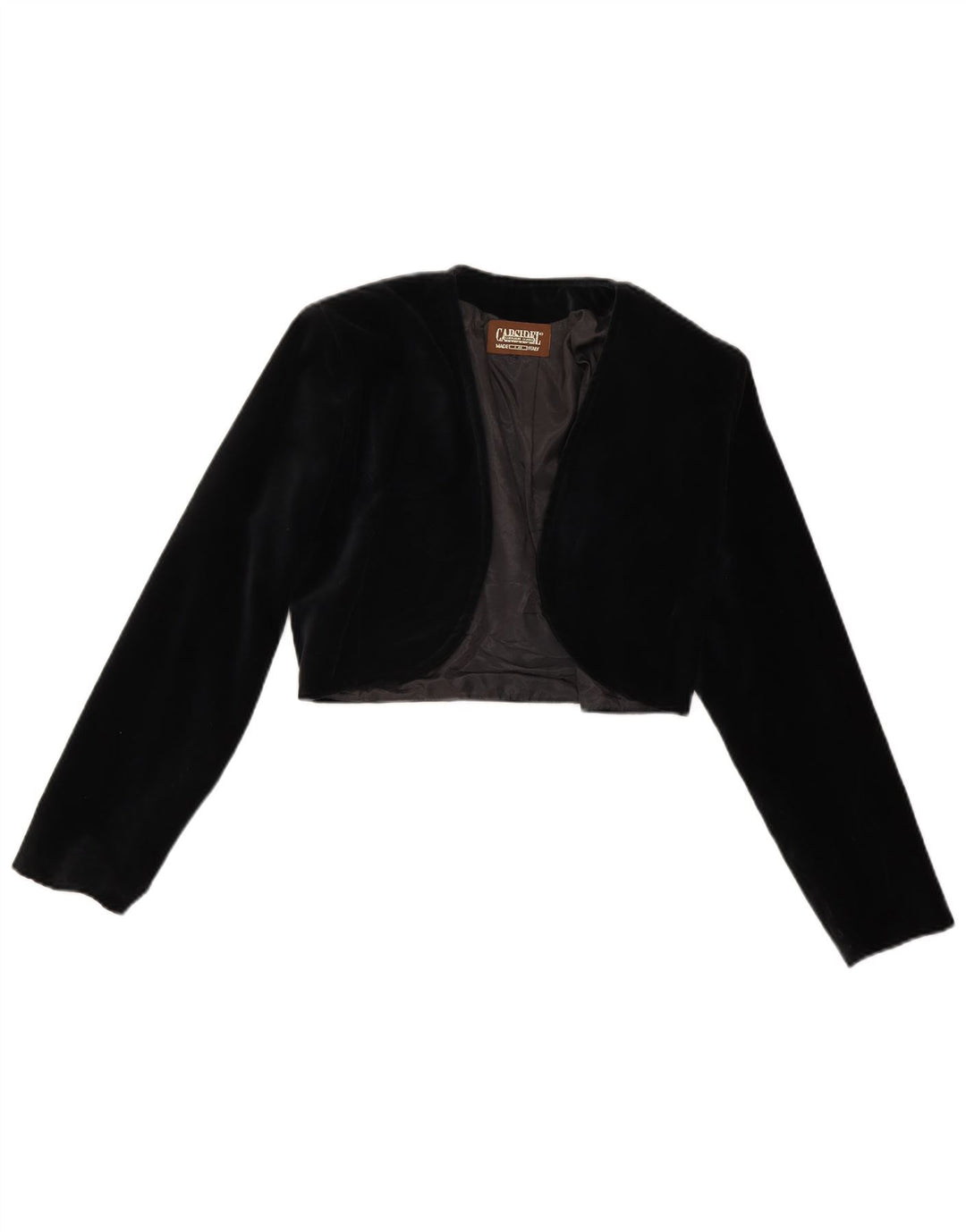 Vintage Womens Velvet Open Bolero Jacket UK 14 Medium Black Polyester