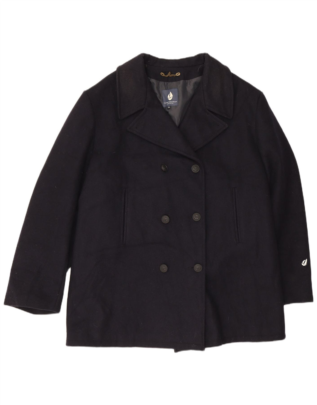 Michel Beaudouin Mens Pea Coat IT 56 4XL Navy Blue Wool