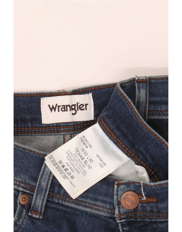 Wrangler Mens Texas Slim Jeans W30 L30 Navy Blue Cotton