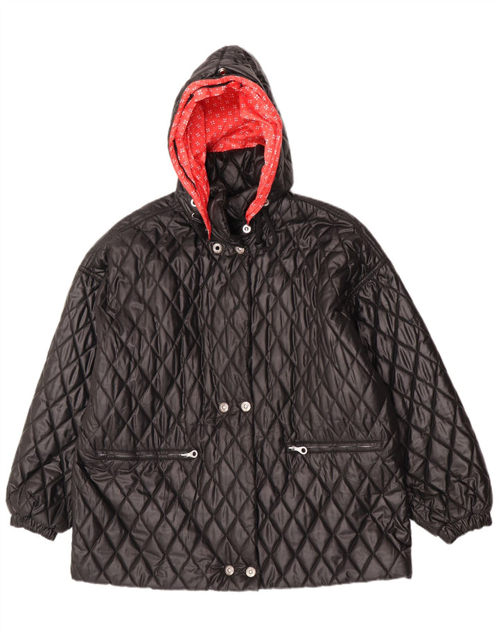 Belfe & Belfe Womens Hooded Oversized Quilted Jacket IT 44 Medium Black