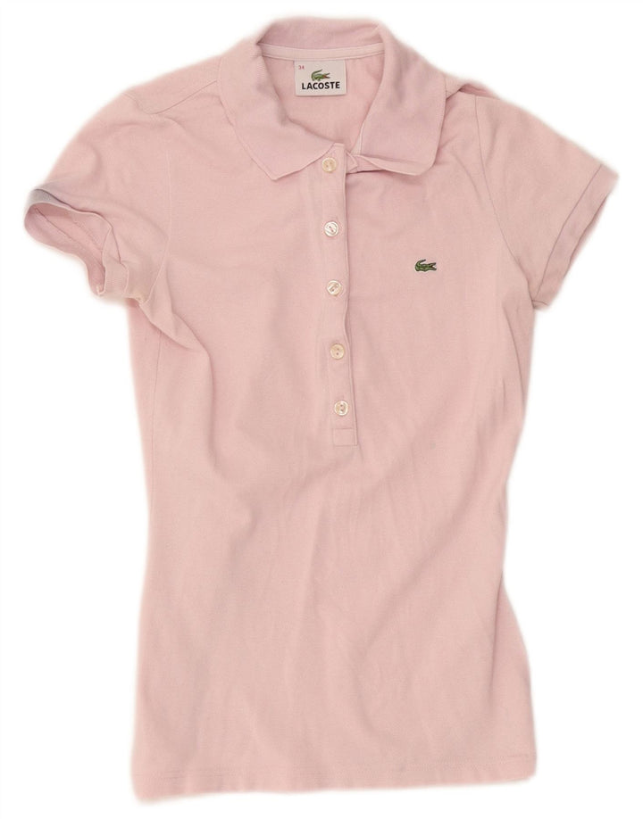 Lacoste Womens Polo Shirt Size 34 Small Pink Cotton