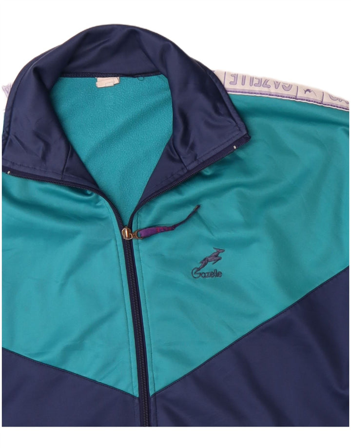 GAZELLE Mens Graphic Tracksuit Top Jacket XL Navy Blue Colourblock