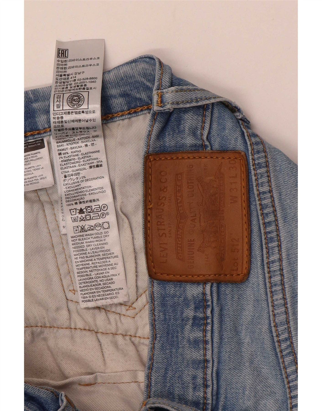 Levi's Mens 512 Slim Tapered Jeans W31 L28 Blue Cotton