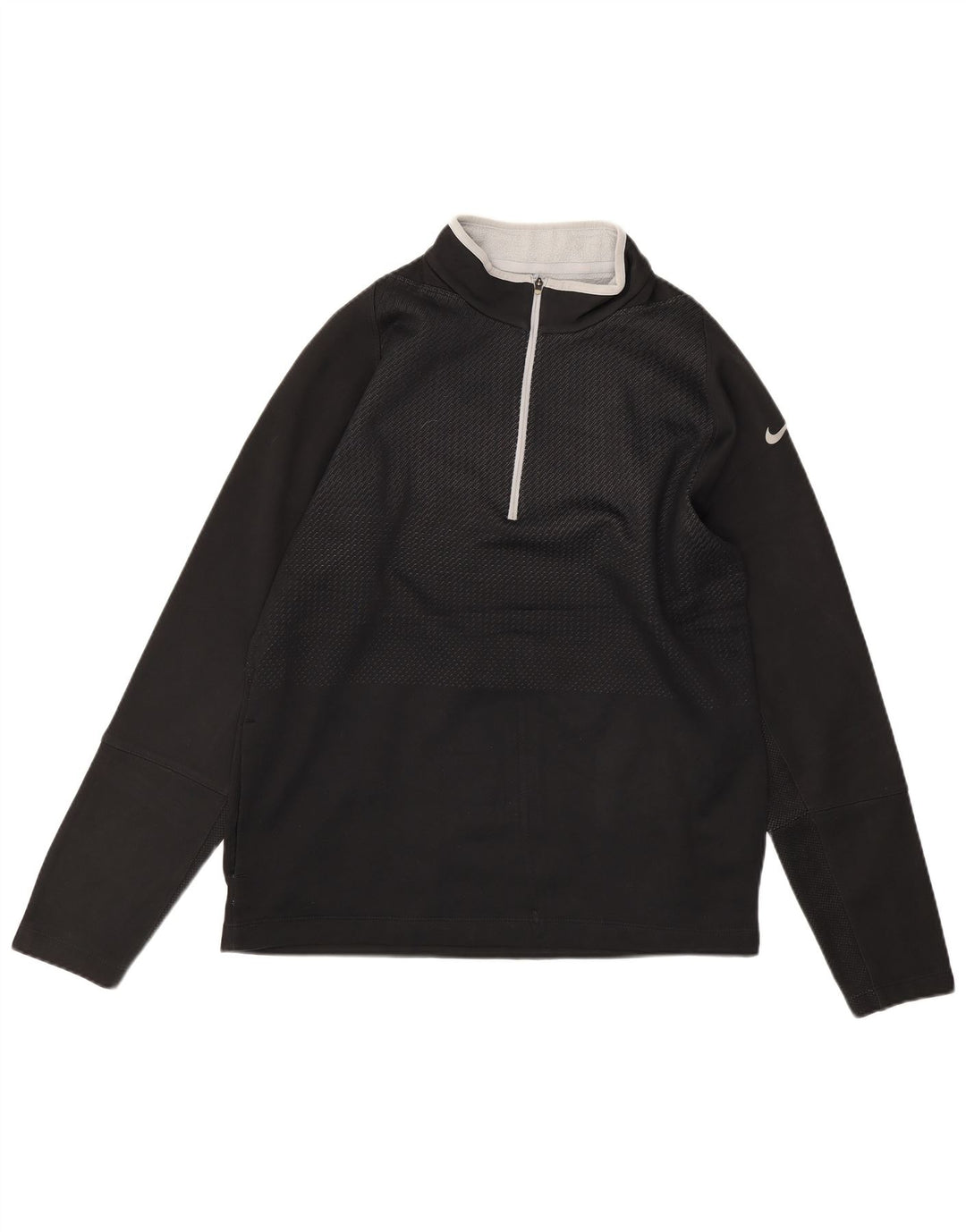 NIKE Mens Therma-Fit Zip Neck Sweatshirt Jumper Medium Black Polyester