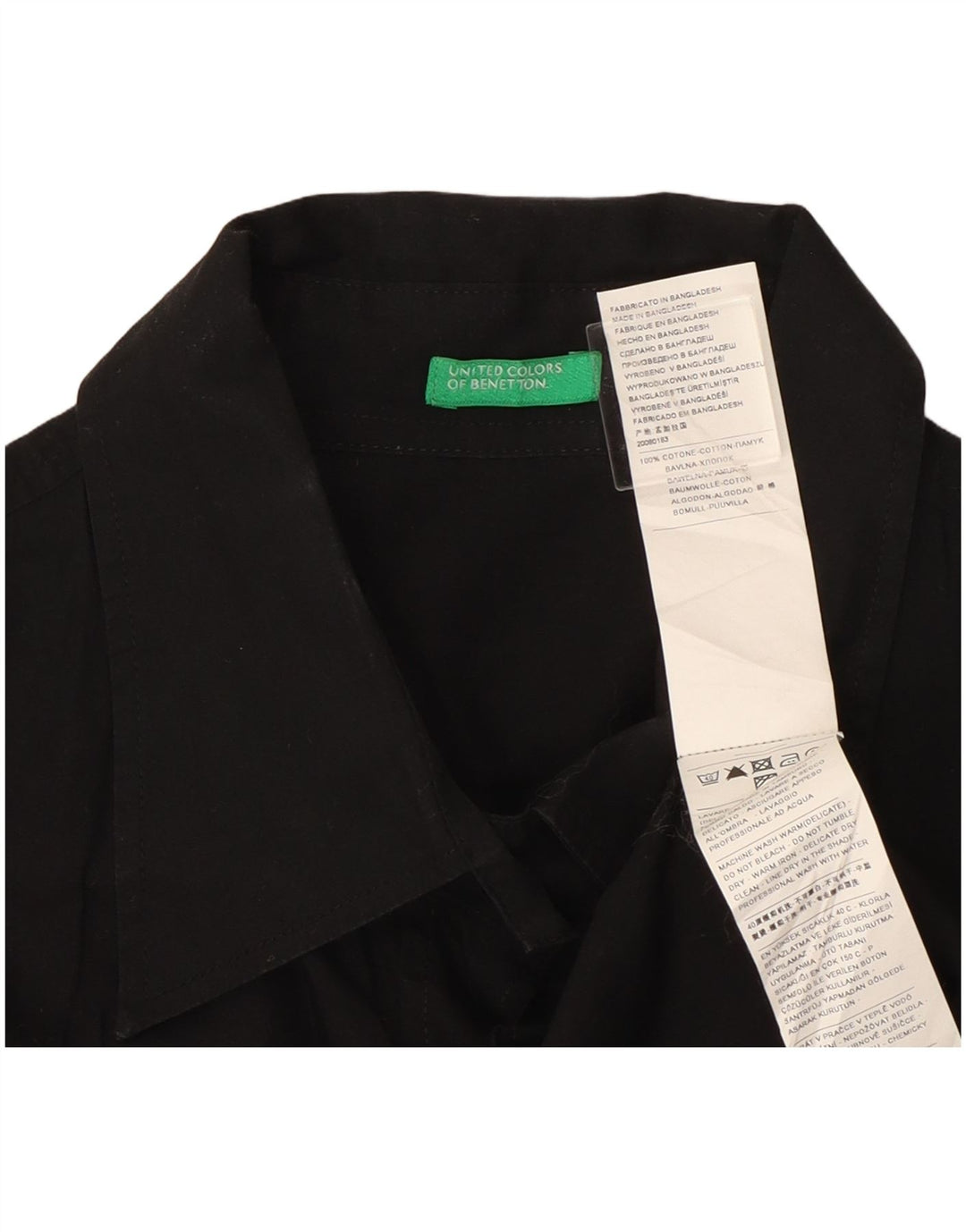 Benetton Womens Shirt UK 12 Medium Black Cotton