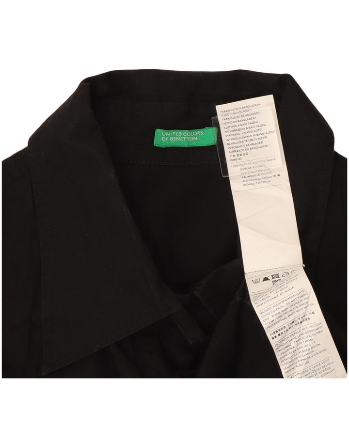 Benetton Womens Shirt UK 12 Medium Black Cotton