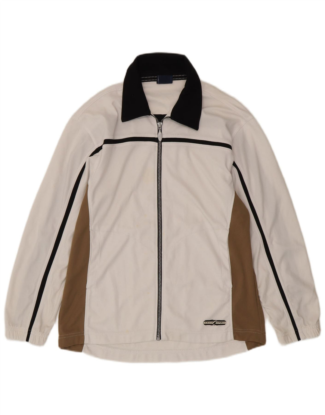 Asics Mens Tracksuit Top Jacket Medium White Colourblock Polyester