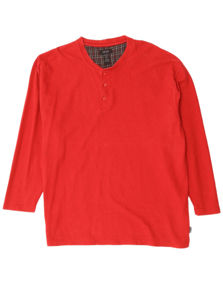 IZOD Mens Sleepwear Top Long Sleeve XL Red Cotton