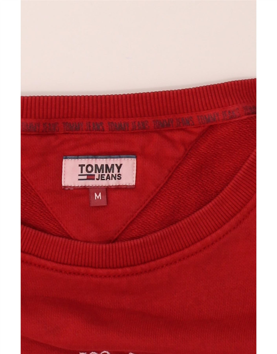 TOMMY HILFIGER Womens Oversized Graphic Sweatshirt Jumper UK 14 Medium Red Vintage Tommy Hilfiger and Second-Hand Tommy Hilfiger from Messina Hembry 