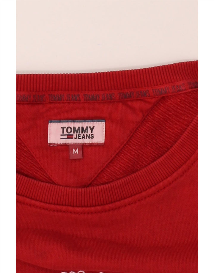 TOMMY HILFIGER Womens Oversized Graphic Sweatshirt Jumper UK 14 Medium Red Vintage Tommy Hilfiger and Second-Hand Tommy Hilfiger from Messina Hembry 