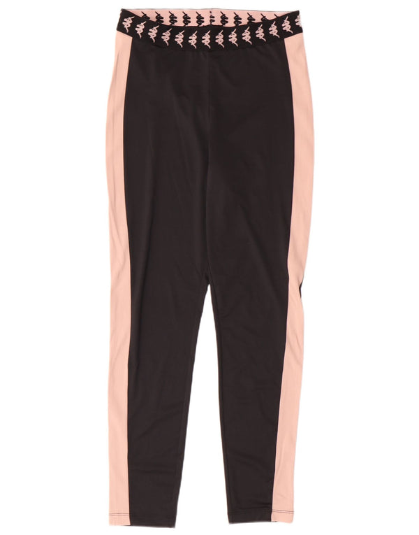 Kappa Womens Tezenis Graphic Leggings UK 8 Small  Black Colourblock