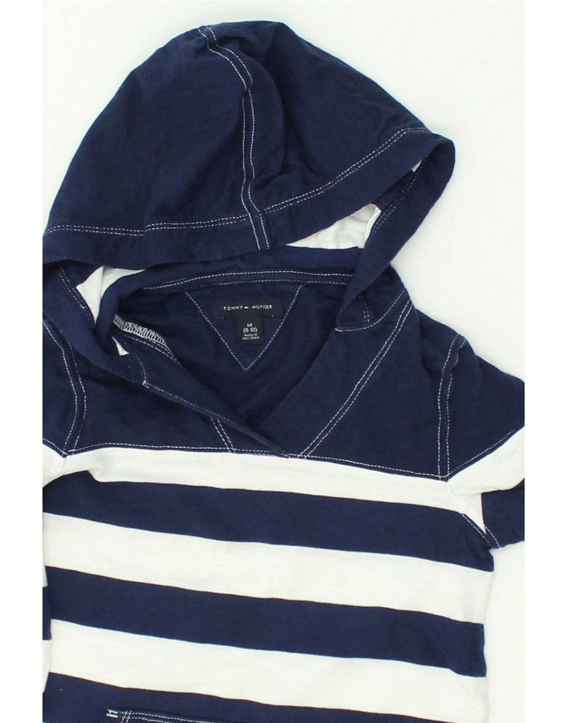 TOMMY HILFIGER Girls Hoodie Jumper 8-9 Years Medium  Navy Blue Striped | Vintage Tommy Hilfiger | Thrift | Second-Hand Tommy Hilfiger | Used Clothing | Messina Hembry 