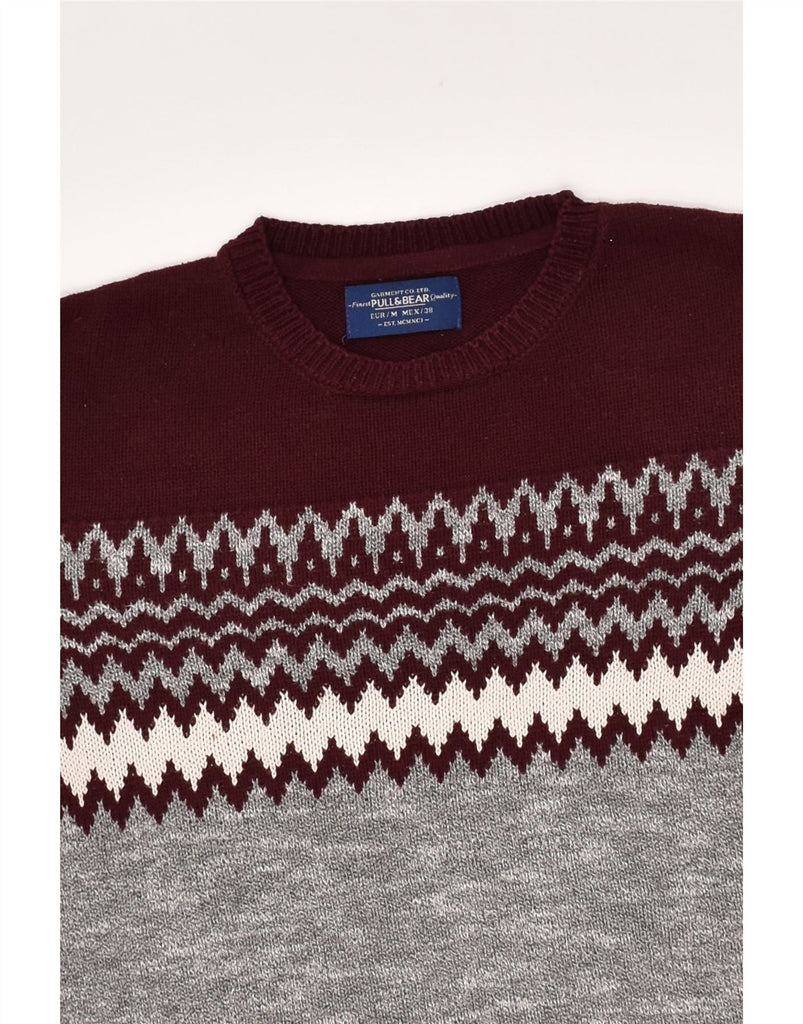 PULL & BEAR Mens Crew Neck Jumper Sweater Medium Grey Fair Isle | Vintage Pull & Bear | Thrift | Second-Hand Pull & Bear | Used Clothing | Messina Hembry 