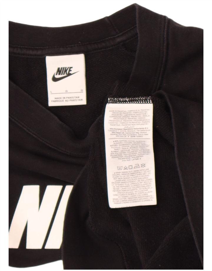 Nike Womens Graphic Sweatshirt Jumper UK 16 Large Black Cotton