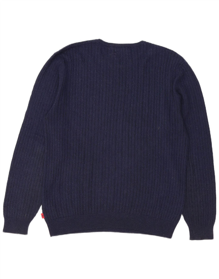 Kappa Mens Crew Neck Jumper Sweater 2XL Navy Blue Wool