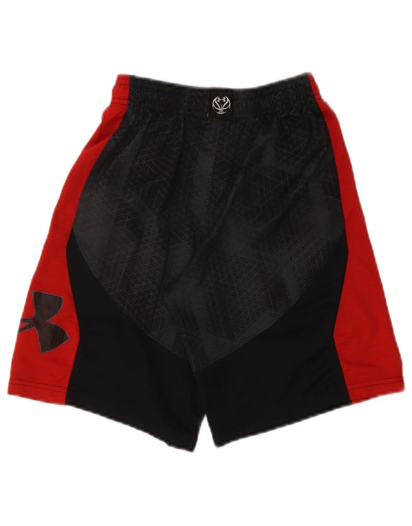 UNDER ARMOUR Boys Heat Gear Sport Shorts 9-10 Years Medium Black Geometric