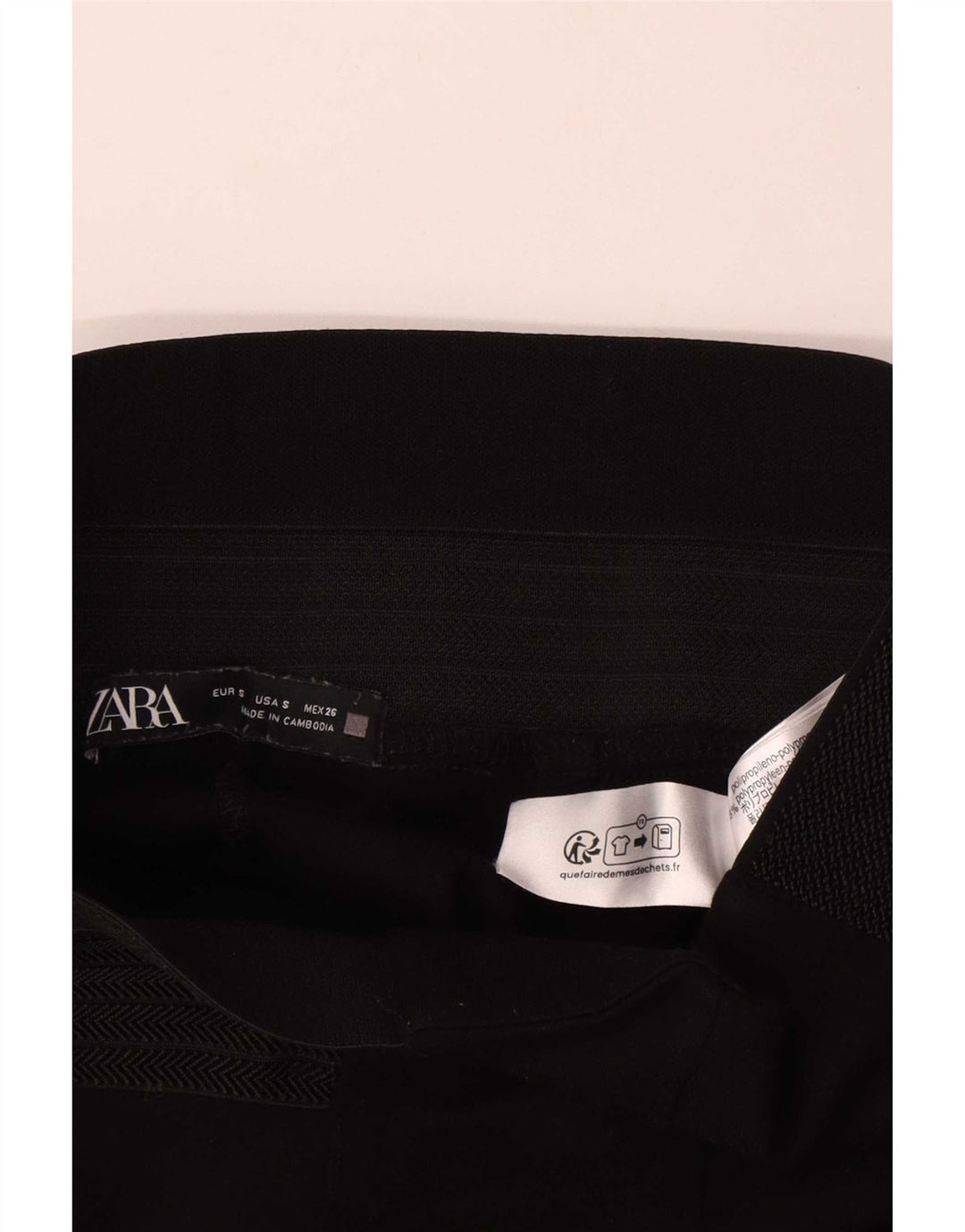 Zara Womens Slim Casual Trousers Small W26 L28 Black Polyethylene