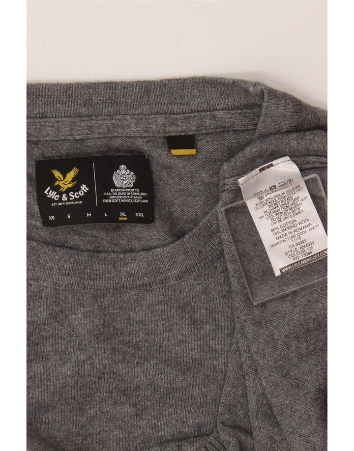 Lyle & Scott Mens Crew Neck Jumper Sweater XL Grey Cotton