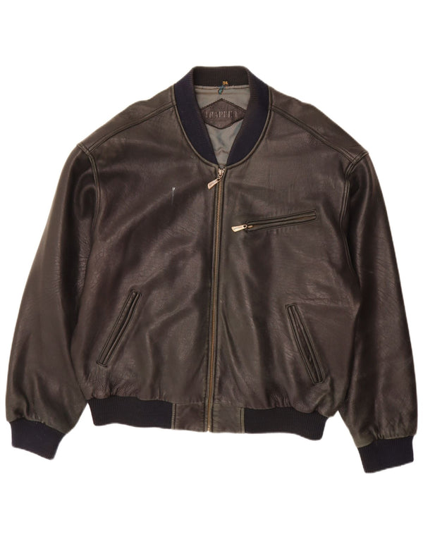Trapper Mens Leather Jacket IT 54 2XL Black