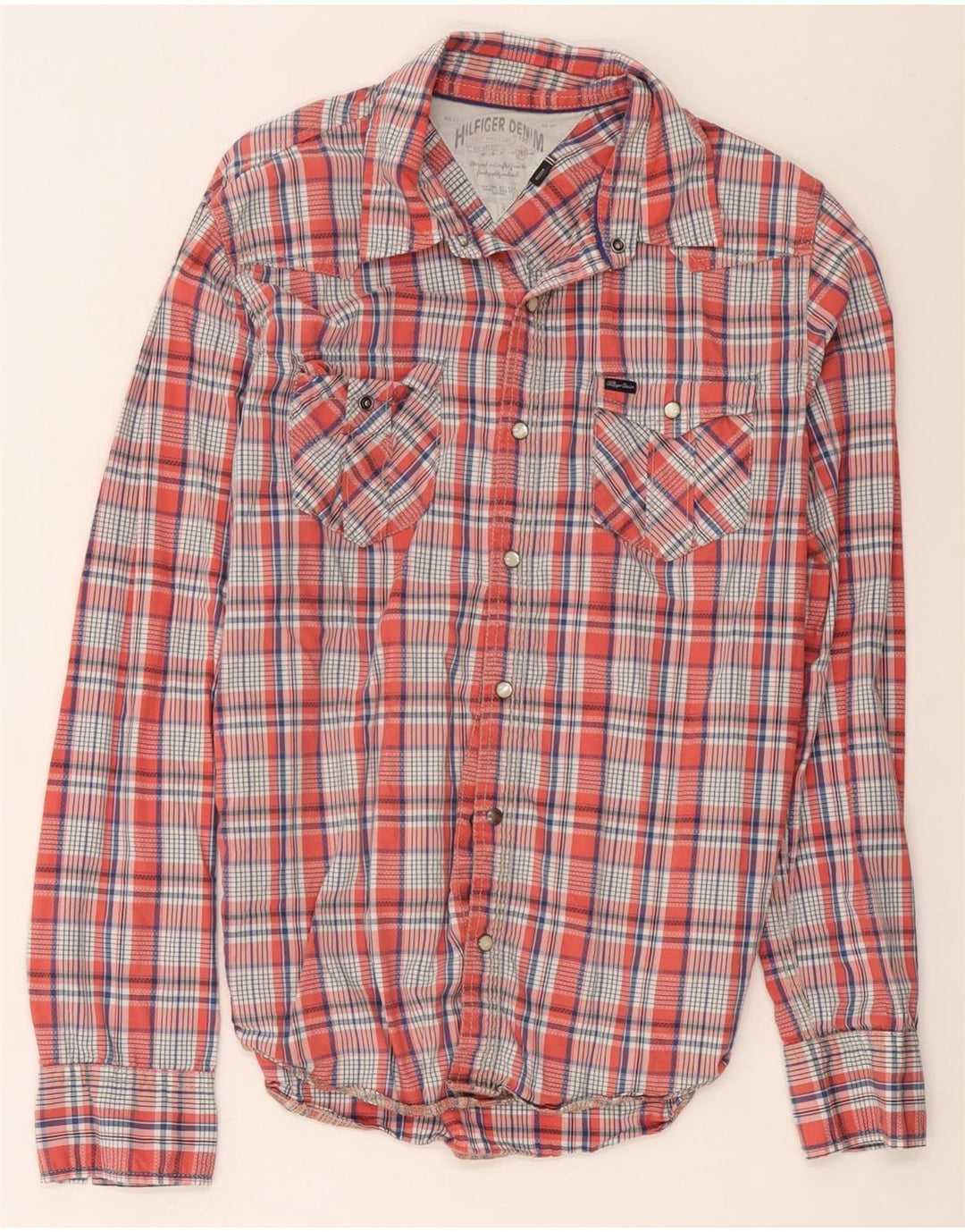 Hilfiger Denim Mens Graphic Shirt Medium Red Check Cotton