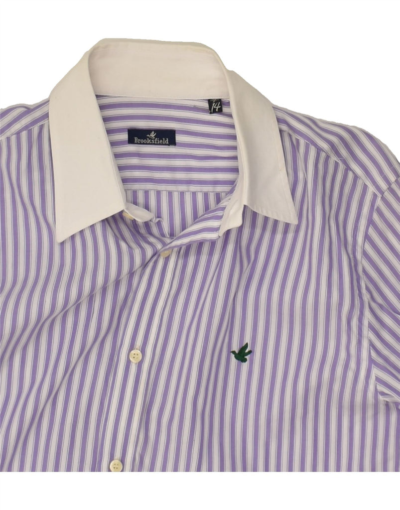 BROOKSFIELD Boys Shirt 13-14 Years Purple Striped Cotton | Vintage Brooksfield | Thrift | Second-Hand Brooksfield | Used Clothing | Messina Hembry 