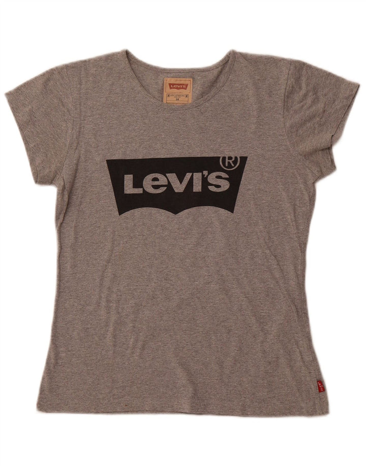 LEVI'S Girls Graphic T-Shirt Top 15-16 Years Grey Polyester