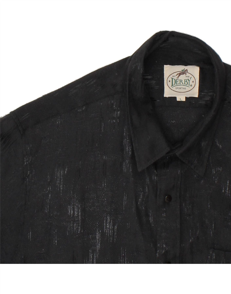 VINTAGE Mens Shirt Large Black Geometric Rayon | Vintage Vintage | Thrift | Second-Hand Vintage | Used Clothing | Messina Hembry 